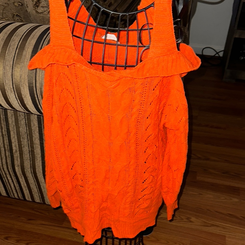 Orange Cable Knit Women's Sweater